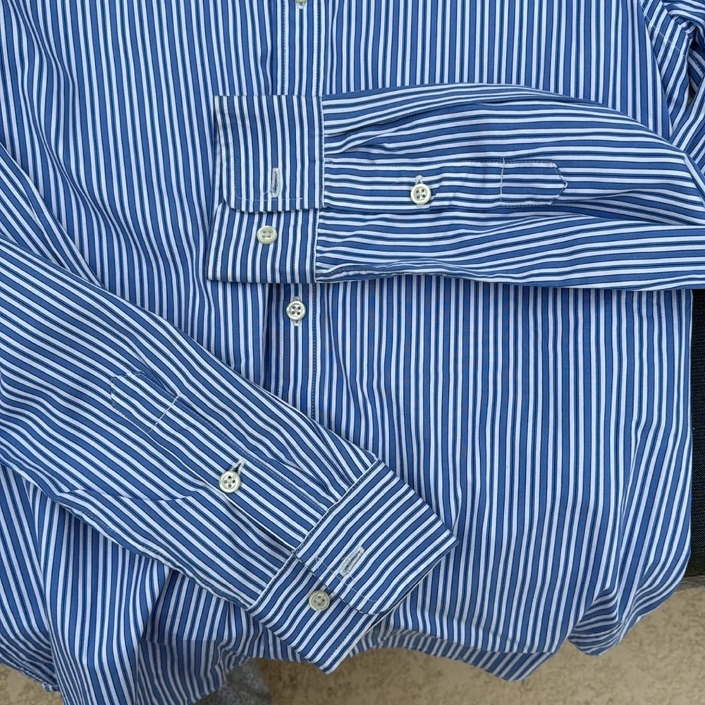 Ralph Lauren Polo blue & White stripe Button Down Stripe Shirt youth 18